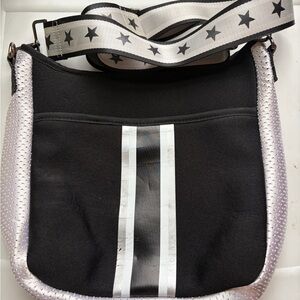 HAUTE SHORE Black and Silver Crossbody Bag